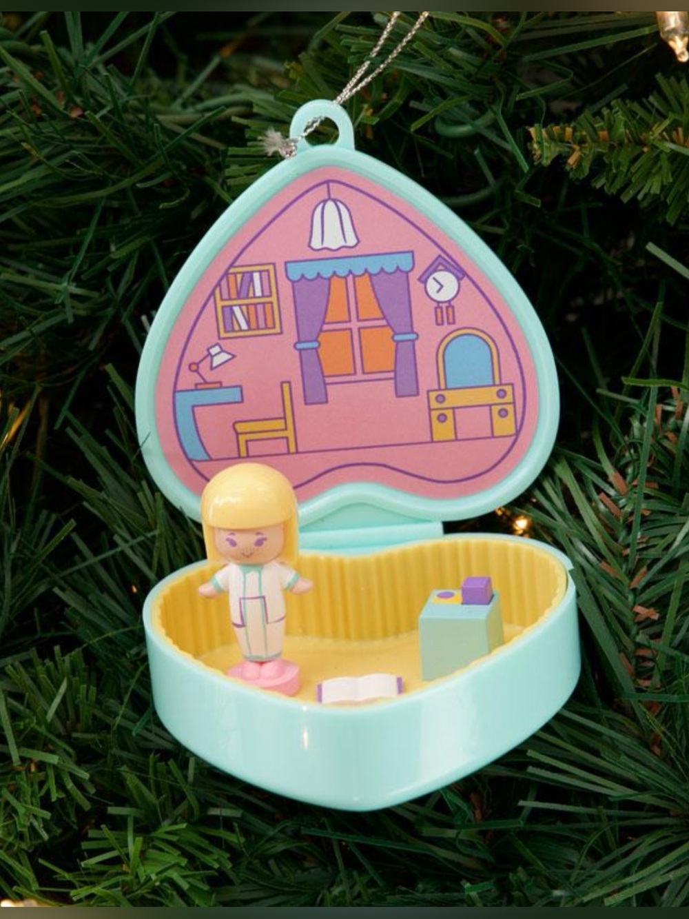 Nostalgic Polly Pocket Christmas Ornament Heart Shaped Compact 4”x2.8”x2.99”